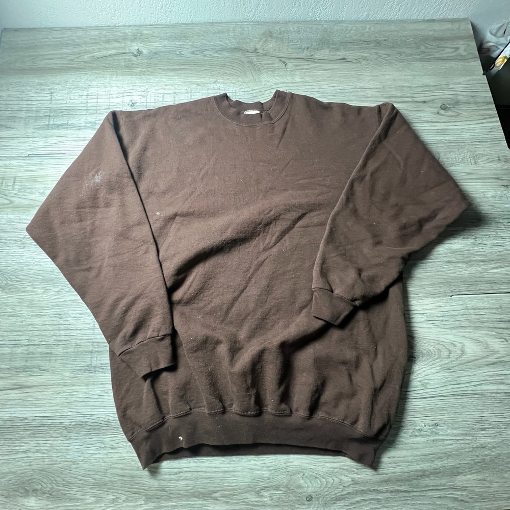 Port & Company Sweatshirt Mens XLT Brown Crewneck Ultimate Cotton Blend P81